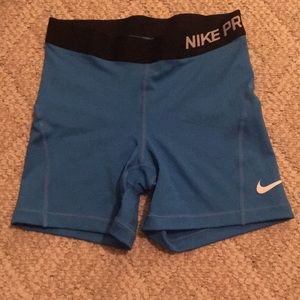 Nike pro blue workout shorts